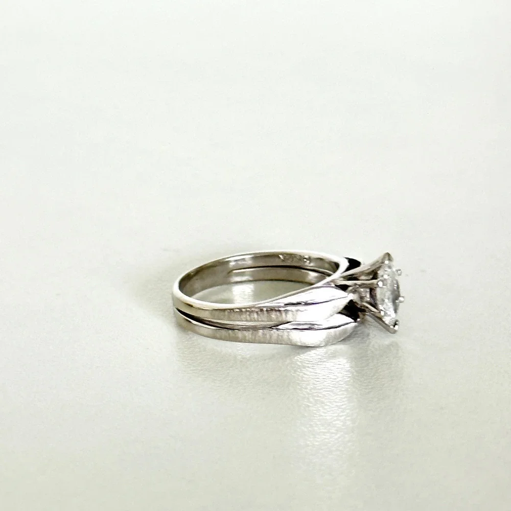 14K White Yellow Gold Natural Marquise VS Diamond Engagement Band Ring Size 6.25
